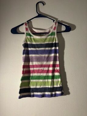 SO Pink and Green Striped Ribbed Tank Top